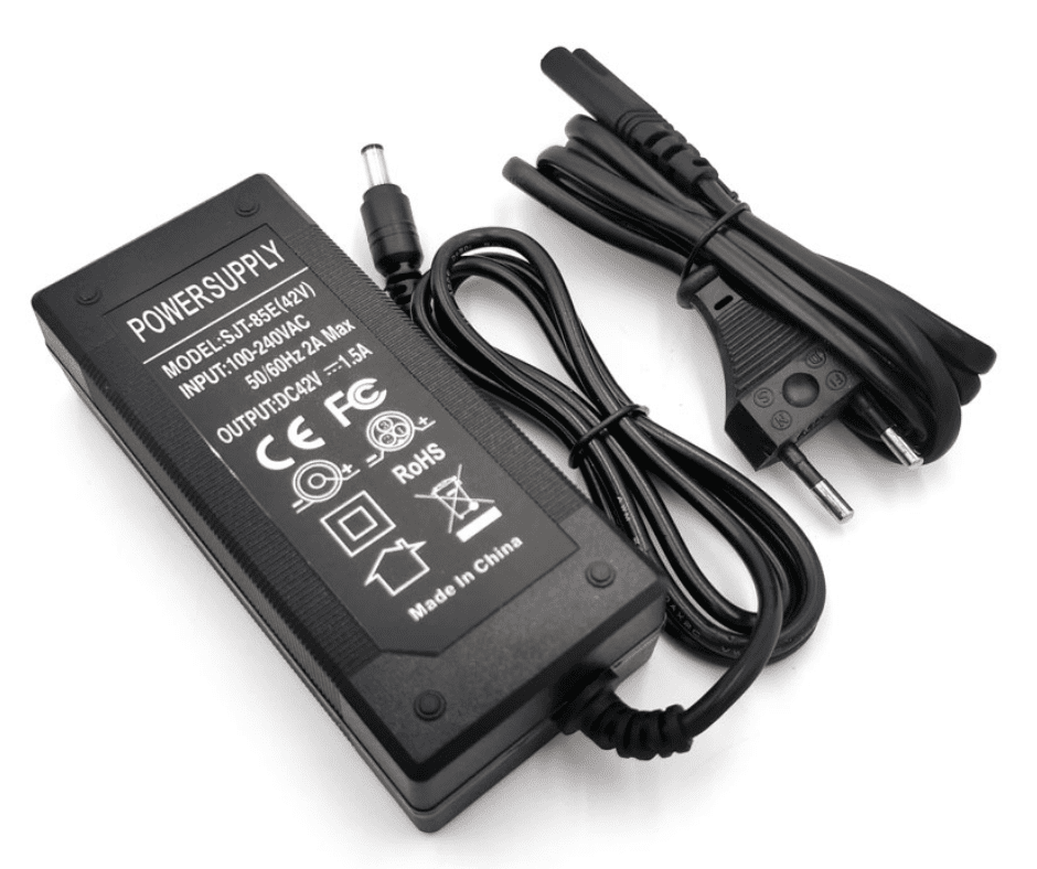 Chargeur 36v (42v 2A) 2.1 mm DC pour trottinette électrique pièces détachées