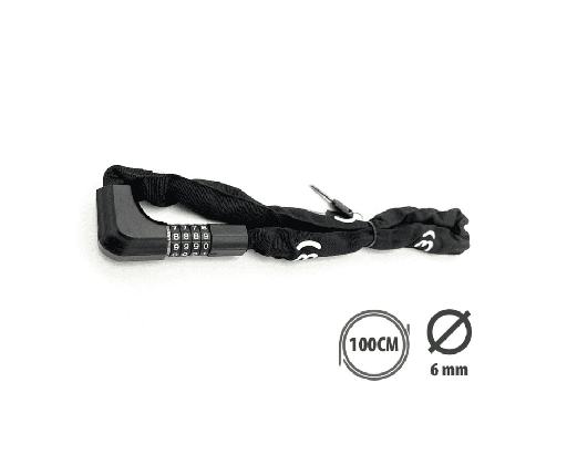  Antivol Chaîne Diamètre 6 Longueur 1M Code + Clés